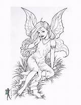 Coloring Fairy Pages Adult Book Mermaid Enchanted Fantasy Colouring Adults Printable Fairies Various Print Designs Sheets Books Thomas Artists Color sketch template