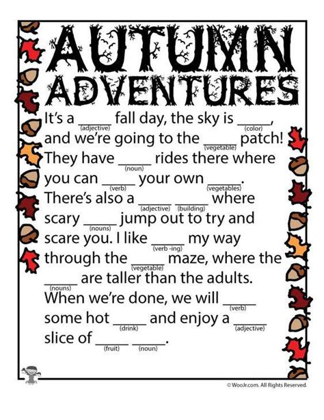 printable autumn adventures mad libs ittt