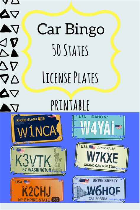 license plate bingo  perfect printable game  trips printable