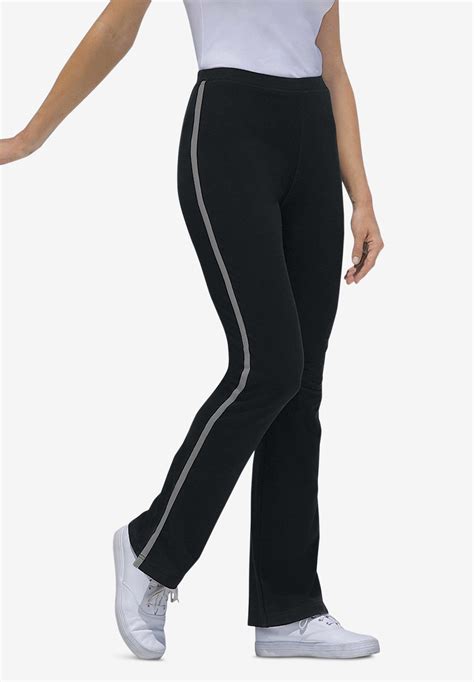 Stretch Cotton Side Stripe Bootcut Yoga Pant Plus Size