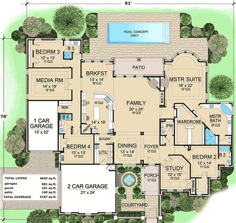 french country estate  courtyard tx architectural designs house plans