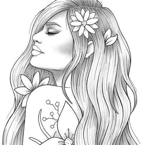 relaxing portrait coloring page  adults youll receive   file