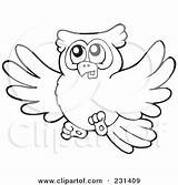 Owl Flying Outline Coloring Clipart Illustration Visekart Royalty Owls Rf Baby Perched Branch Mother 2021 Clipartof sketch template