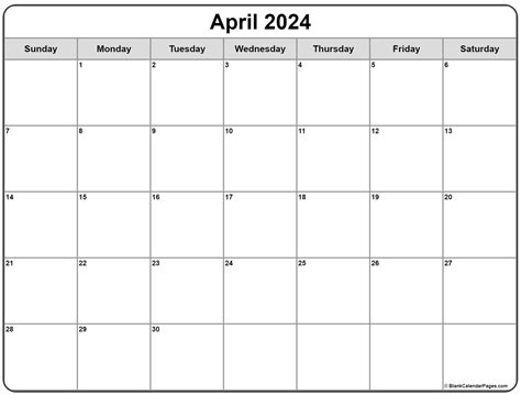 printable monthly calendar april  printable calendar