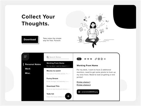 notes application landing page  justin comstock  dribbble