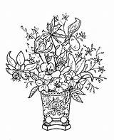 Basket Flowers Coloring Pages Classical Pretty sketch template