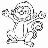 Monkey Drawing Line Cartoon Coloring Pages sketch template