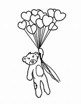 Coloring Balloon Pages Balloons Bear Heart Kids sketch template
