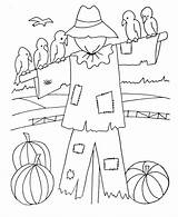 Scarecrow Coloring Pages Thanksgiving Halloween Sheets Kids Scarecrows Printable Fall Printables Harvest Print Birds Fun Color Holiday Symbols Activity Scenes sketch template