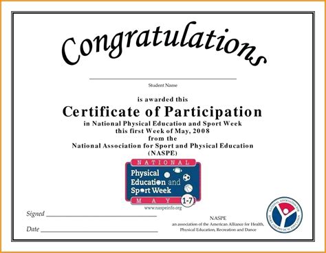 certificate  participation   clubs sports  alter  fit