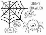 Coloring Creepy Crawlies Halloween Pages Printable Printables sketch template