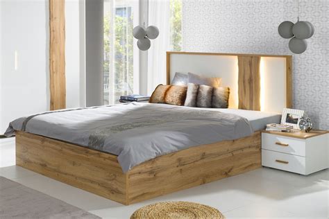 modernes schlafzimmer set forest hochglanz weiss altholz design