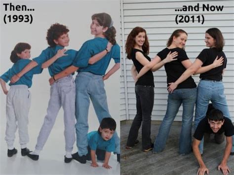 recreate childhood  awkward family  photo recreation childhood