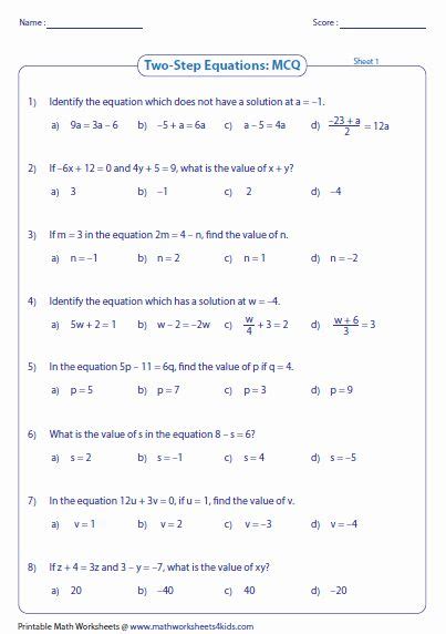 grade    step equations worksheet kidsworksheetfun