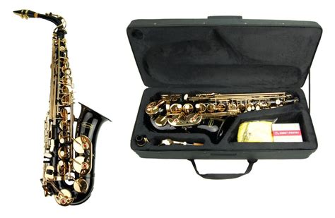 e flat black gold alto saxophone with case