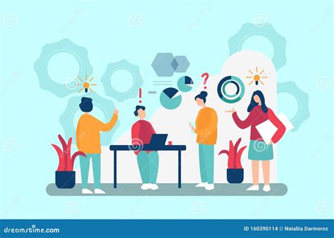 finding solutions concept vector illustration creative workers