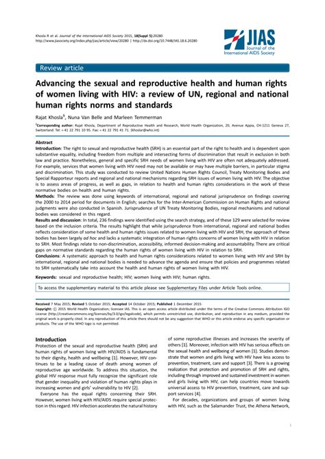 Pdf Advancing The Sexual And Reproductive Health And Human Rights Of