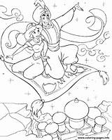 Coloring Jasmine Disney Carpet Flying Aladdin Princess Pages Taking Printable sketch template