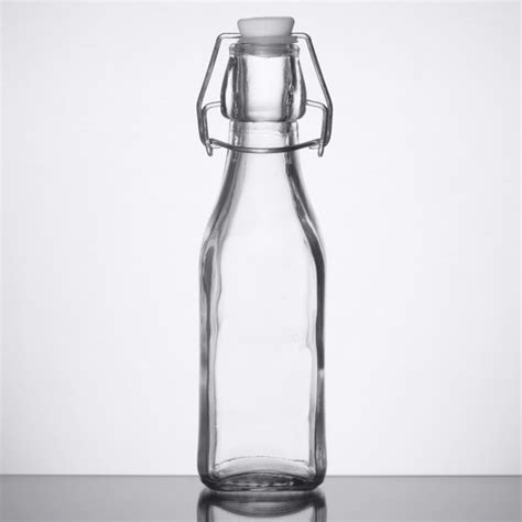 Acopa Clear Glass Bottle Swing Top Lid 8 5 Oz 12 Case