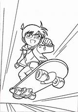 Conan Detective Skateboard Skateboarding sketch template