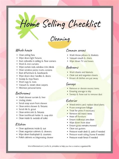 printable home selling checklist   vlrengbr