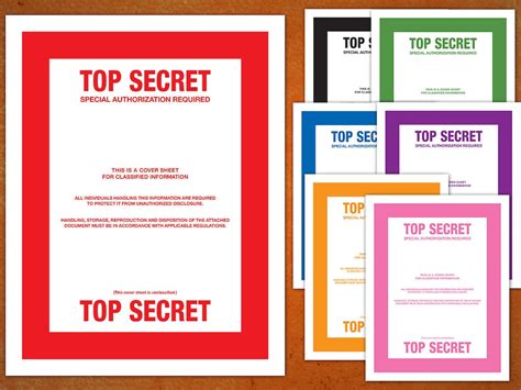 top secret classified document cover sheets printable  instant