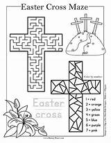 Easter Kids Maze Cross Printable Crafts Sunday Mazes School Church Printables Pages Jesus Activities Palm Bible Activity Color Puzzles Brainymaze sketch template