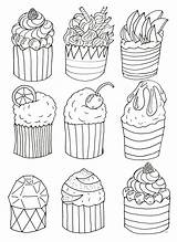 Cupcakes Coloring Pages Simple Cup Cakes Adults Olivier Cake Color sketch template