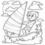 Coloring Summer Sailing Boy Pages Surfnetkids Happy sketch template