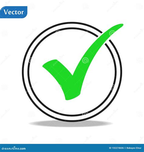 gree check mark icon   circle tick symbol  black color vector illustration eps stock
