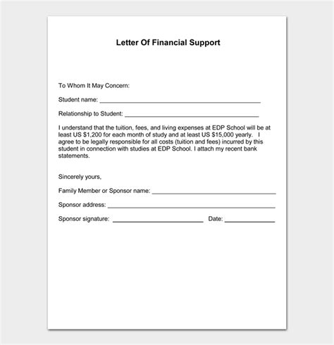 project letter  support template