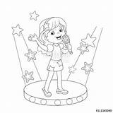 Singing Coloring Girl Outline Stage Song Singer Clipart Kids Drawing Cartoon Stock Vector Illustration Line Book Child Dreamstime Printable Getdrawings sketch template