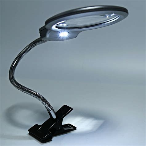 flexible clip on desktop magnifier led light magnifying glass w clamp