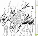 Coloring Pages Sea Fish Deep Creatures Vector Drawing Seaweed Water Anglerfish Line Viper Bubbles Color Getcolorings Getdrawings Colorings Printable sketch template