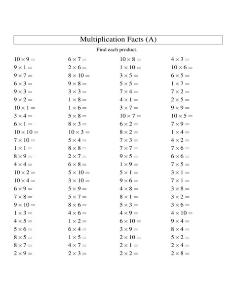 multiplication timed test printable    printable word searches