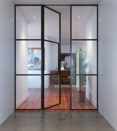 Custom Steel Grid Interior Glass Door A114 Abby Iron Doors