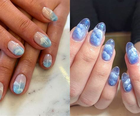 cloud manicures  trending  work   nail shapes