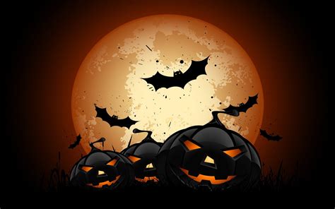 halloween bats pumpkin moon hd wallpapers desktop  mobile