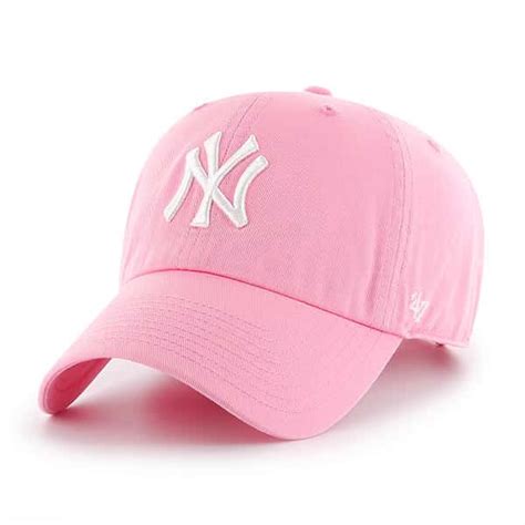 york yankees womens  brand pink rose clean  adjustable hat