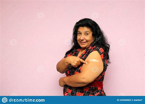 Body Positive Overweight Adult Laina Woman Shows Her Arm Recently