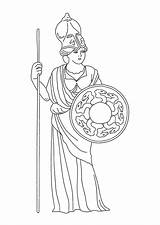 Minerva Athena Minerve Mythologie Malvorlage Dioses Romeinse Kleurplaten Mitologia Culturas Tijd Romanos Godin Romer Déesse Verstand Educima Athéna Colorier Hugolescargot sketch template