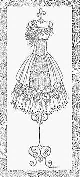 Coloring Pages Adult Dress Adults Zentangle Vintage Drawing Ausmalen Dresses Corset Sheets Form Du Sketches Beautiful Colouring Books Jennelise Wedding sketch template