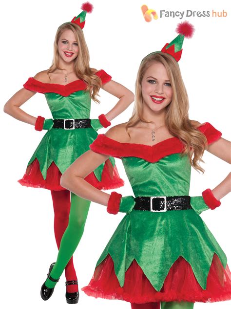 ladies sexy santas little helper elf costume christmas fancy dress