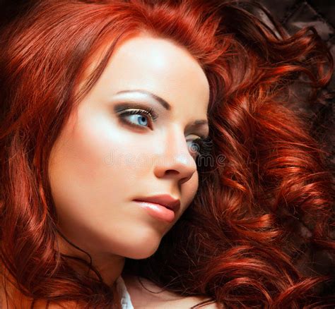 Beautiful Woman With Red Hair Stock Image Image Of