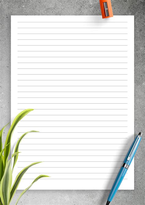 printable lined paper template   mm  height choose page size