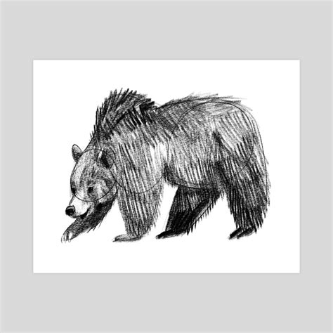 grizzly bear pencil sketch  art print  mattie  inprnt