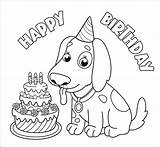 Birthday Coloring Happy Dog Pages Printable Color Print Kids Dogs Supercoloring Cake sketch template