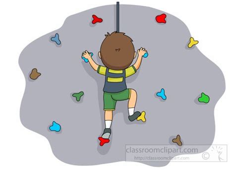 recreation boy climbing  rock wall clipart  classroom clipart