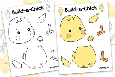 kids printable build  chick craft  merry