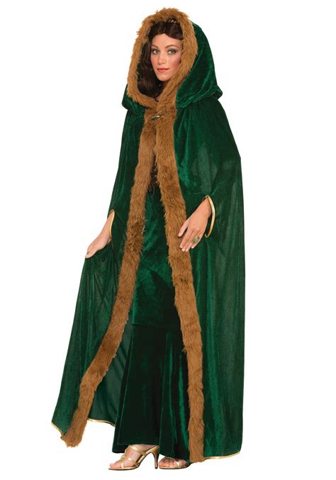 adult faux fur trimmed green cape